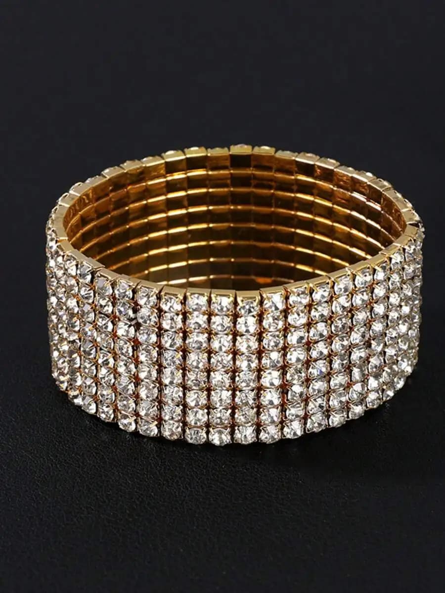 Glamouroso bracciale elastico a 8 file con cristalli per matrimoni, feste ed eventi festivi da donna