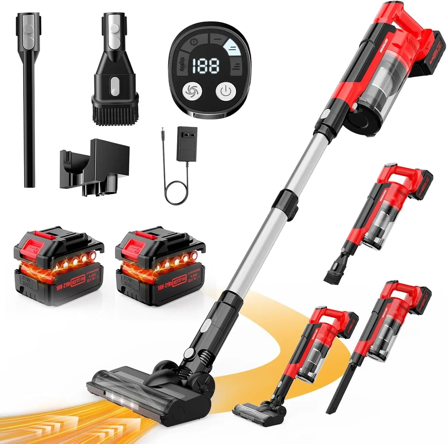Aspirapolvere Senza Fili 60KPa di Aspirazione, Motore Brushless 700W, Doppia Batteria 70 Minuti di Autonomia, Anti-Groviglio per Peli di Animali Domestici