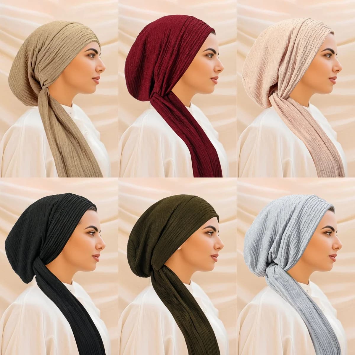 New Hijab Monocolored Turbans 2026 with Long Coda, Breathable Elastic Copricapo for Women and Girls, Also Ideal as a Chemotherapy Hat