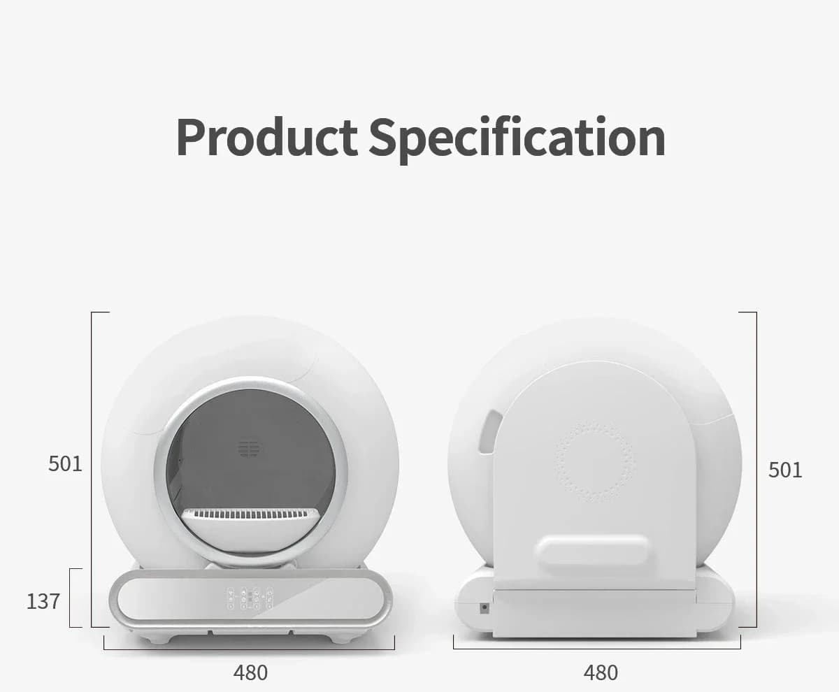 th Lettiera automatica intelligente per gatti Autopulente 65L Controllo app Vassoio per lettiera per gatti domestici Completamente chiuso Nuovo