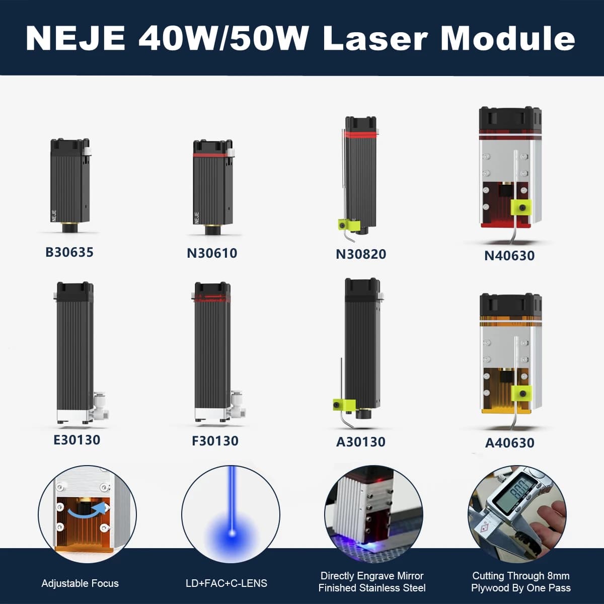NEJE 40W/50W Laser module cut Laser module engraving head Laser 450nm blue light with TTL / PWM modulation for DIY creation