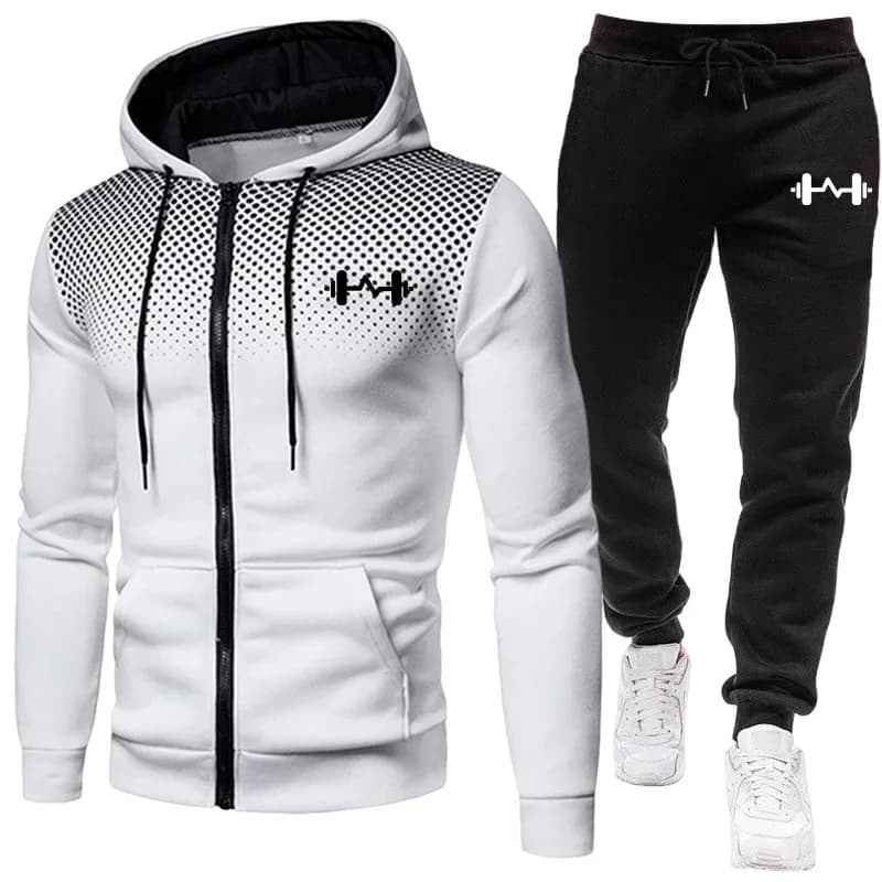 2026 New Arrival Men's Set Hoodie + Sweatpants Autumn Winter Daily Casual Sporty Jogging Suit Zipper Male Sweatshirt Outfit