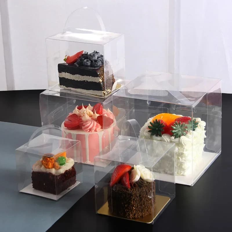 Confezione regalo per torta di compleanno trasparente da 10 pezzi, per cuocere torte, in plastica trasparente, per cupcake, per feste di matrimonio