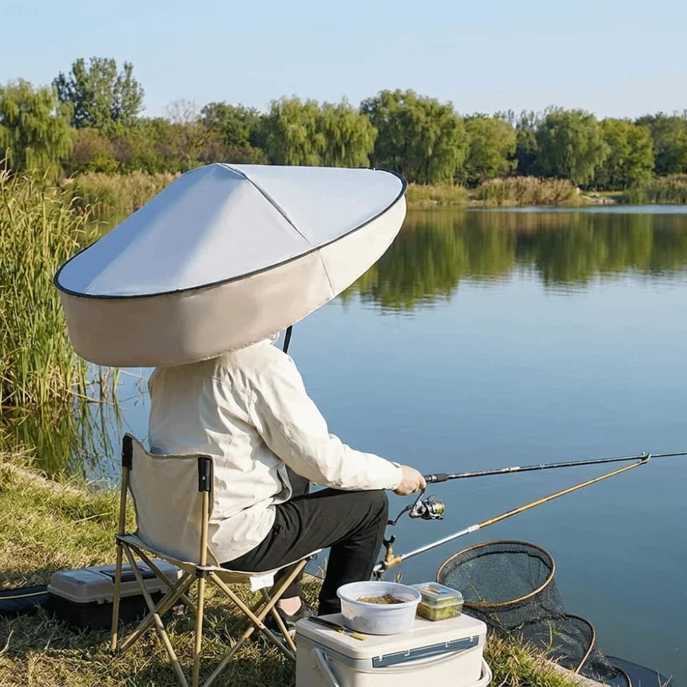 Travel Nylon Hands Free Umbrella Hat Pongee UV Protection Sun Shade Cap Portable Lightweight Head Mount Umbrella Gardening