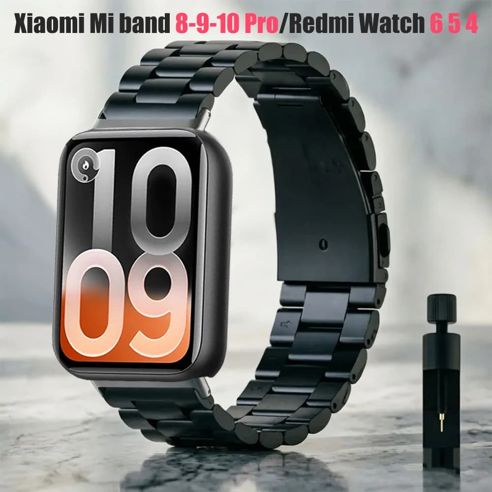 Stainless Steel Watch Band For Xiaomi MiBand 10 Pro/9 Pro/8Pro Correa Women Men Wrist Strap For Redmi Watch 6 5 4 Metal Bracelet