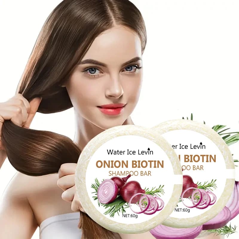 Sapone shampoo alla cipolla alla biotina da 60 g per la cura del cuoio capelluto, capelli idratanti e liscianti, ricco di estratto vegetale di cipolla, adatto a tutti i tipi di capelli