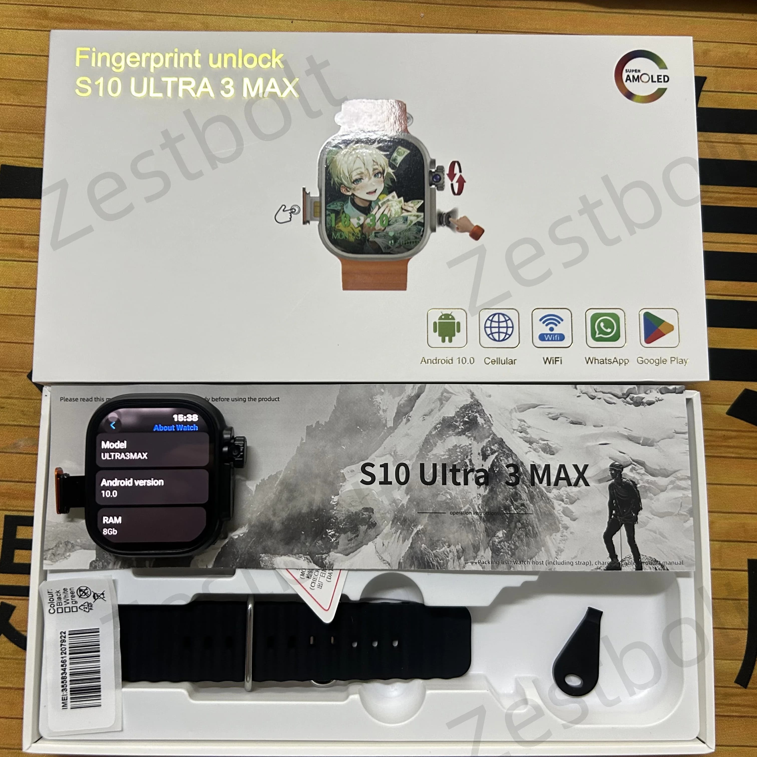 Smart mobile watch S10 Ultra 3 MAX Smartwatch with 2,29 inch Amoled screen 180 ° Slots for SIM card GPS WIFI 4G/5G for rotating camera