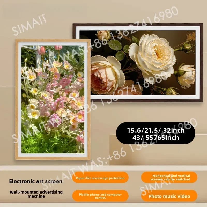 Cornice per foto digitali Smart Home | Album cloud touchscreen HD, cornice in legno massello, supporto da parete e display da tavolo