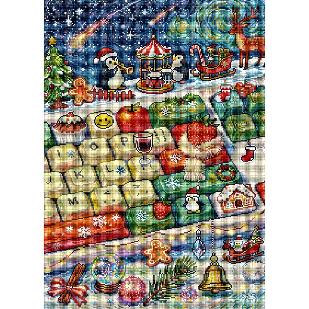 Kit Pittura Diamante 5D Fai-da-Te 'Forever Young', Motivo Natalizio 'Christmas Carol Cheer', Design a Quadretti Completi con Diamanti AB FD per Arte e Artigianato per Adulti