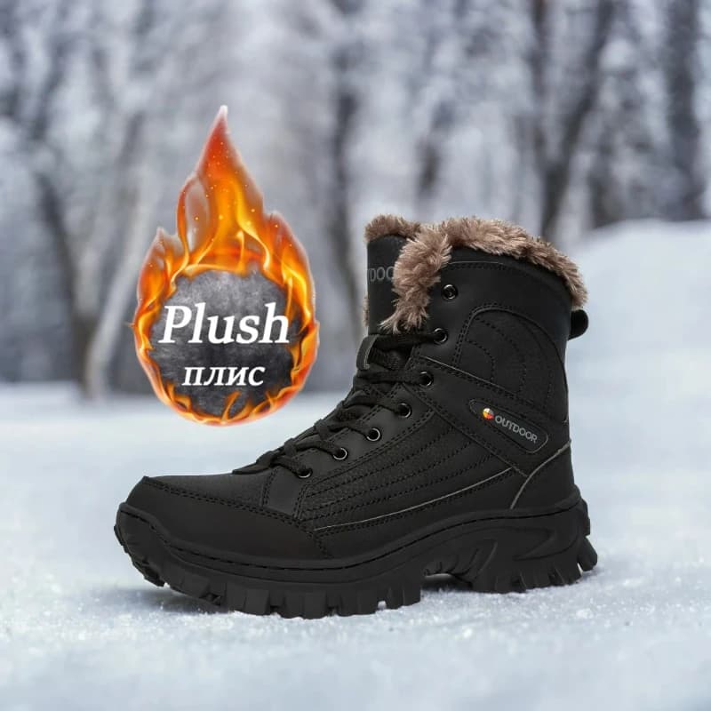 Stivali invernali da uomo, stivali da trekking antiscivolo, stivali con lacci e plateau, stivali da neve super caldi, sneakers invernali da uomo, Botas