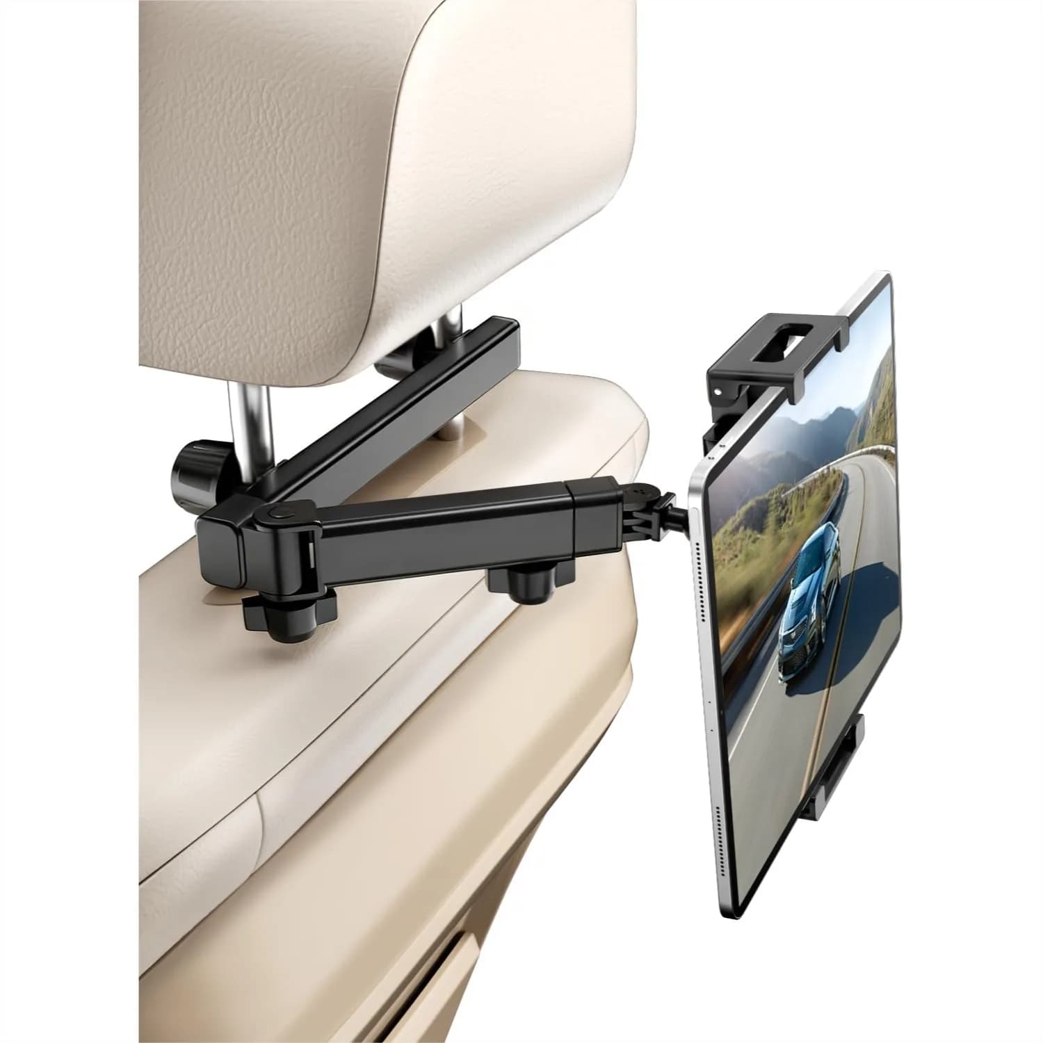 Car Headrest Tablet Holder with 360° Lockable Arm for Back Seat, Road Trip Essentials for Kids, Fits 5.5-11" iPads & Tablets