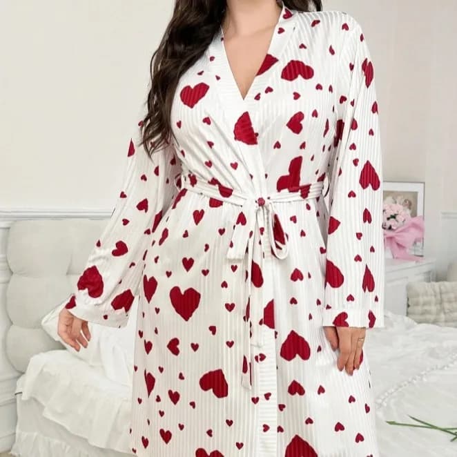 Nuovo 2026 Pigiama da donna ampio con stampa Love, intimo sexy, abbigliamento da casa, abbigliamento da notte, vestaglia