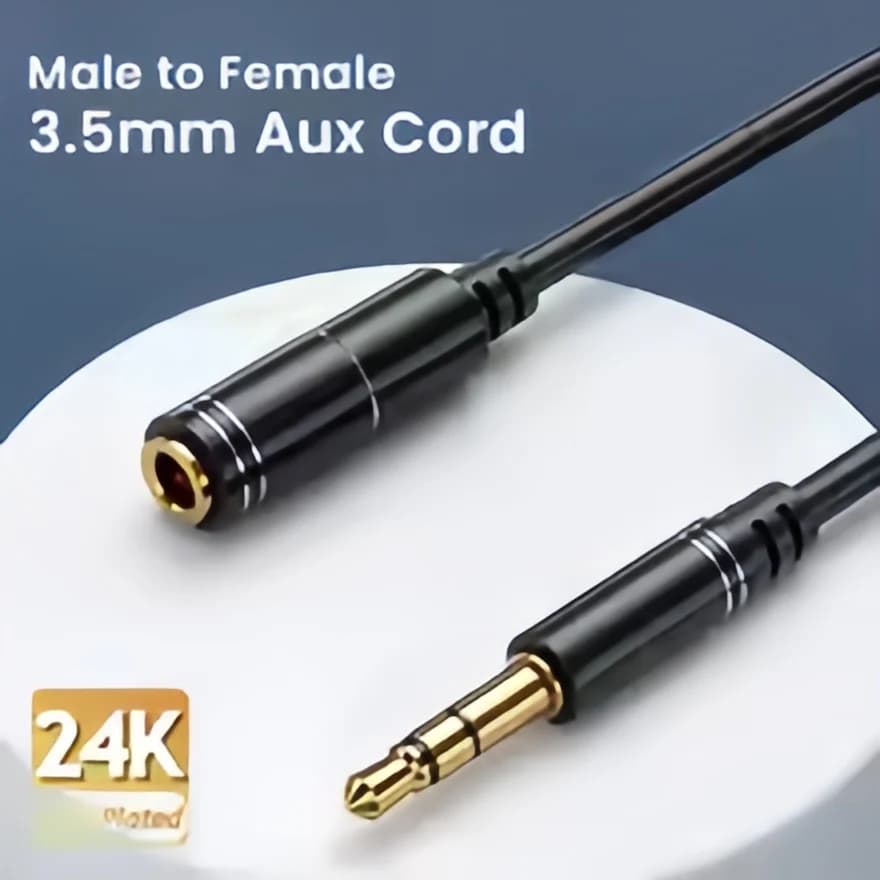 3.5 mm audio extension cable (1 m/2 m/3 m/5 m) - Aux stereo male-female gold plated cable - TRS extension jack for headphones / loudspeakers