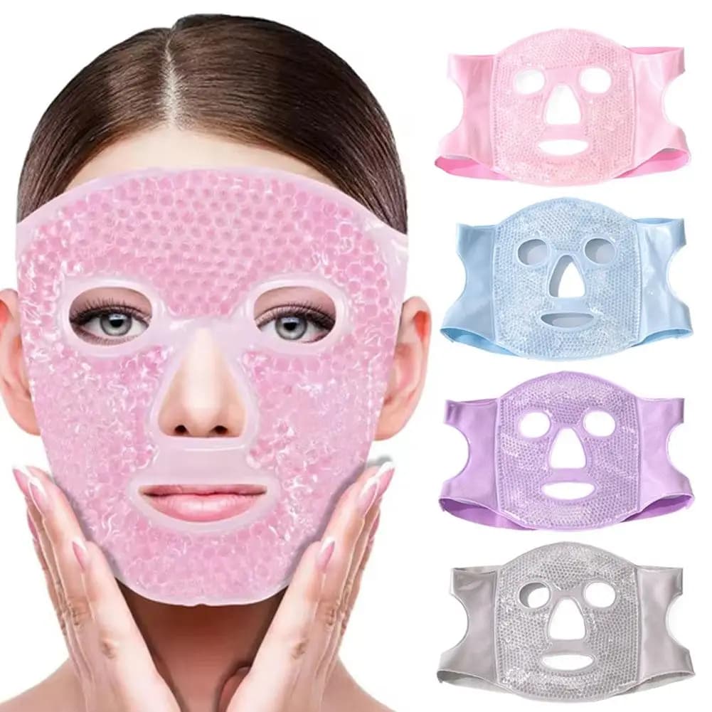 Maschera Gel Fredda e Calda per Tutto il Viso – Maschera Rinfrescante Riutilizzabile per Gonfiore e Recupero Post-Operatorio, Cinghie Regolabili