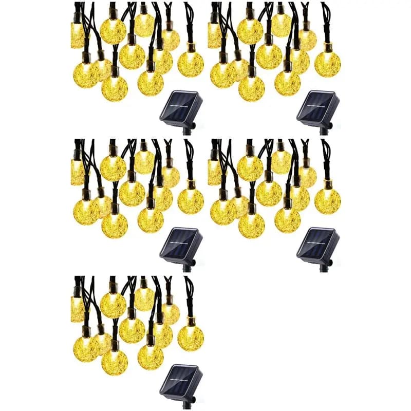 AT05-5X 8 Modes Solar Light Bulbs Crystal Ball 5M LED String Lights Fairy Lights Garlands For Christmas Party Outdoor