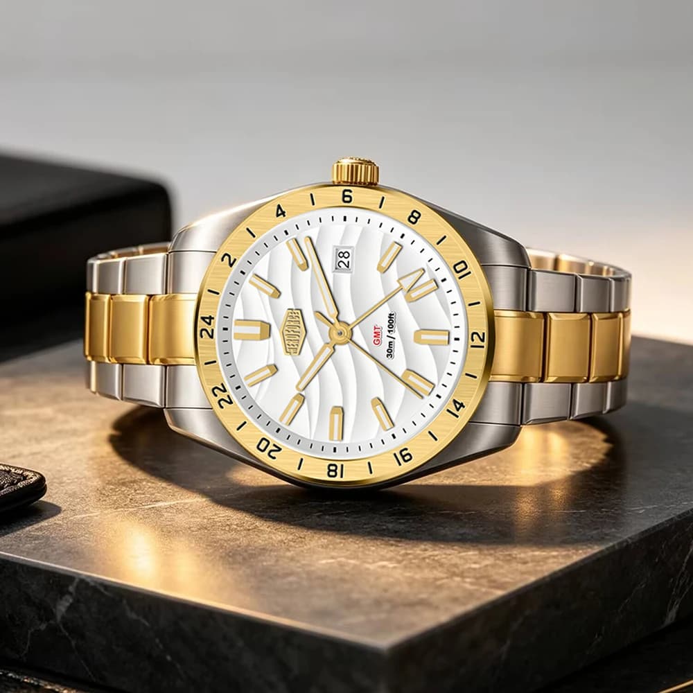 Quality Original GMT Men Clock Waterproof Luminous Date Top Brand Luxury Man Watch Stainless Steel Quartz Women Watches Male+Box