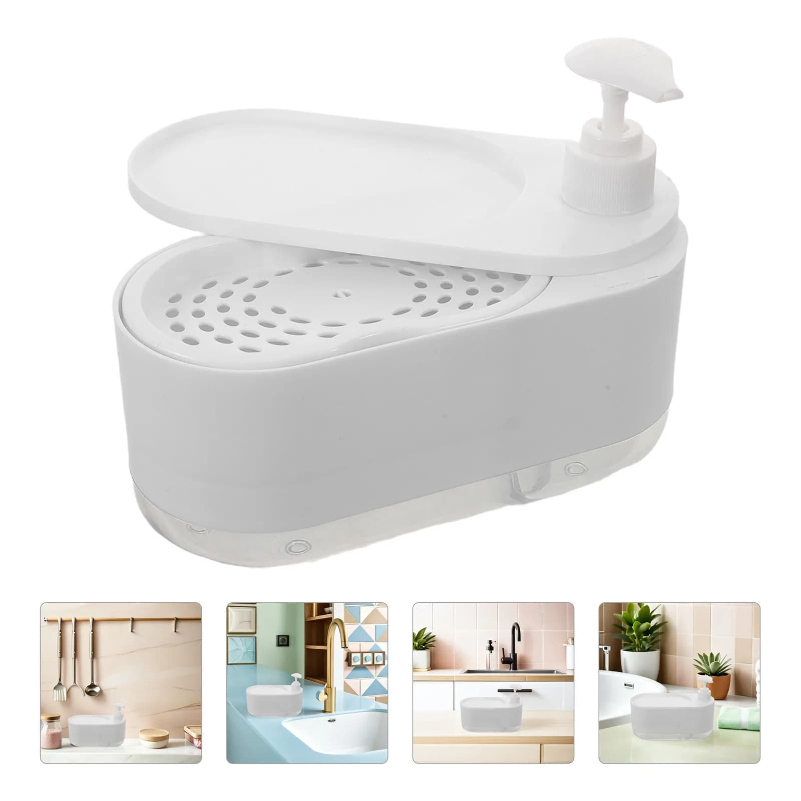 Dispenser di Sapone Ricaricabile per Cucina, Erogatore di Sapone Liquido Senza Perdite, Contenitore per Sapone per Piatti, Organizzatore per Lavello e Bagno