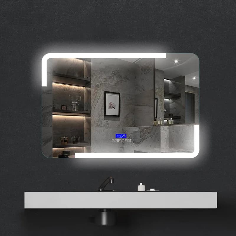 Specchio da bagno 40 * 60CM Specchio cosmetico a LED Specchio da bagno per hotel Specchio antiappannamento in metallo Specchio cosmetico intelligente montato a parete