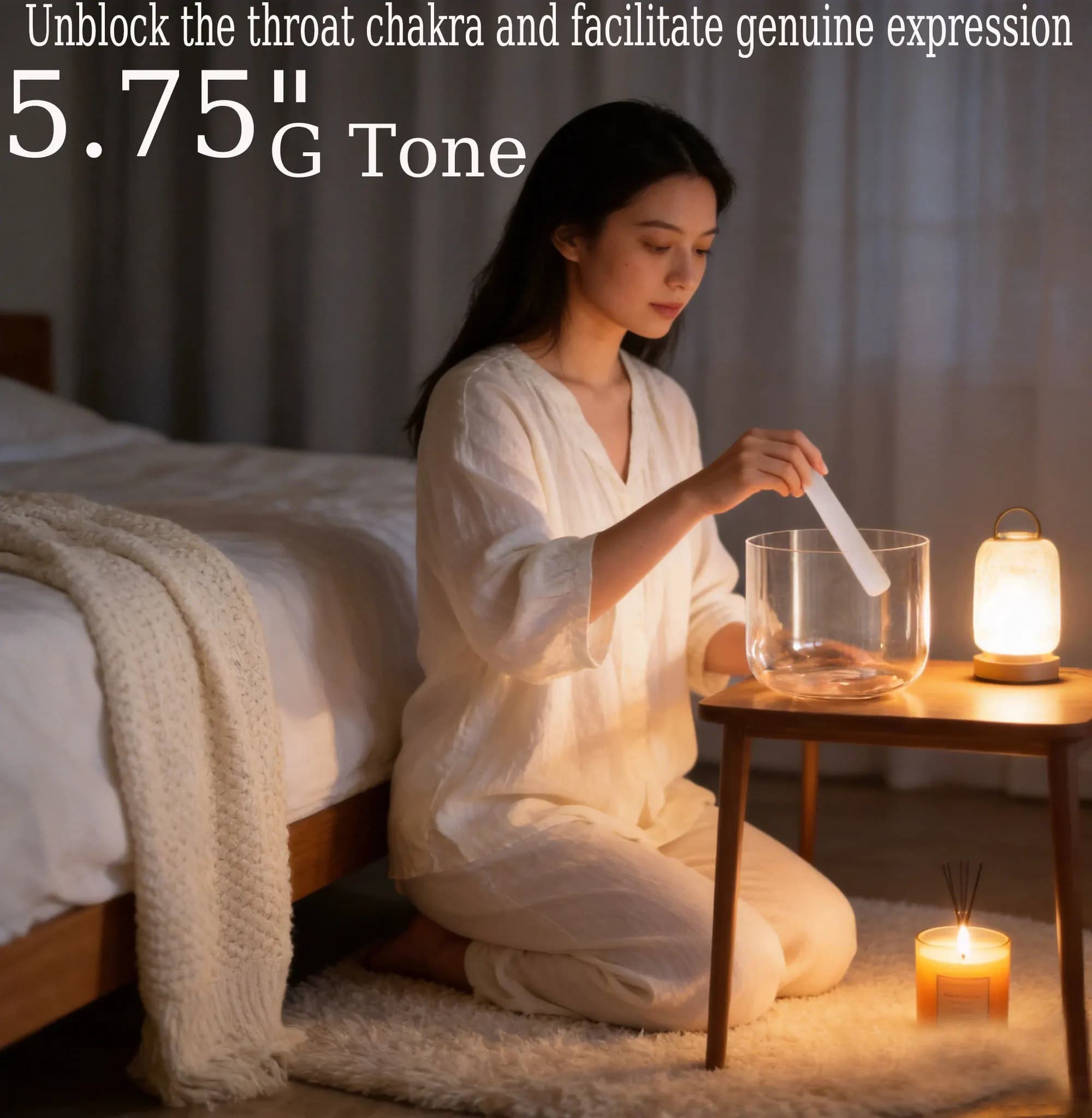 5.75 Inch G Note Clear Alchemy Crystal Singing Bowl,Transparent Sound Therapy for Meditation Yoga Crown Chakra Sound Healing