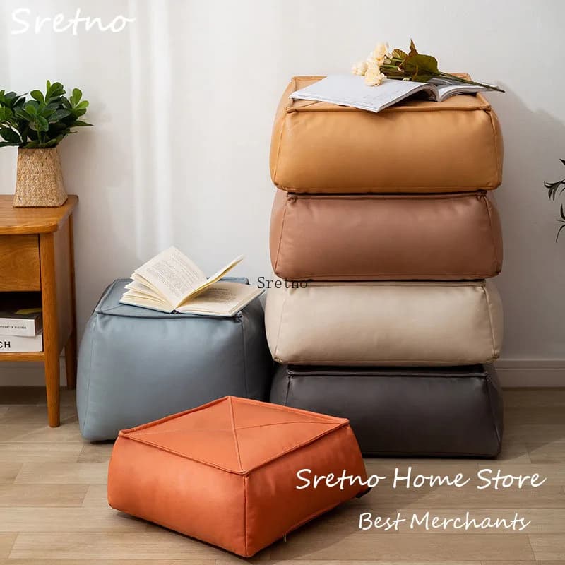 Premium Japanese Style PU Leather Floor Cushion Extra Thick Tatami Seat Pad for Comfortable Sitting,Meditation,Home & Office Use