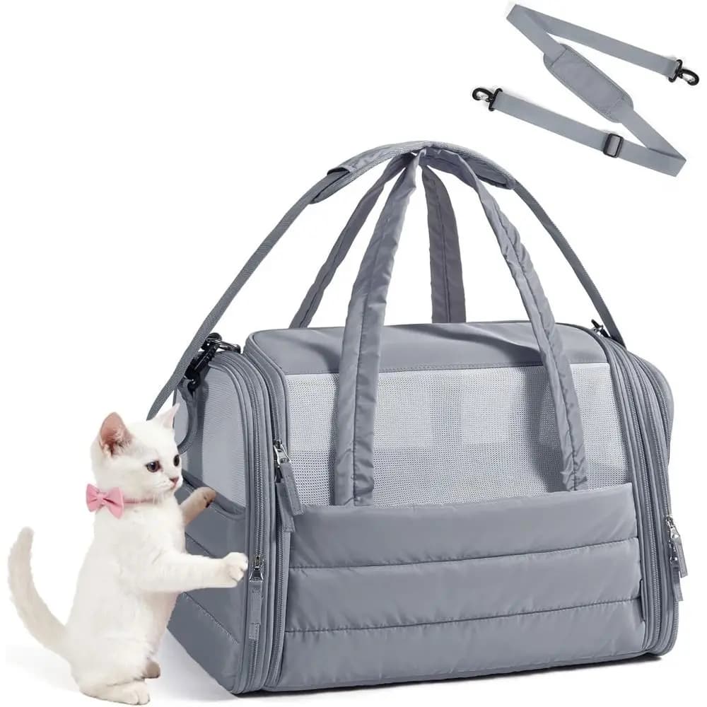 High Quality Soft-Sided Cat Carrier Quilted Puffy Pet Carrier Comfortable Collapsible Puppy Carrier for Small Medium Cats Dogs