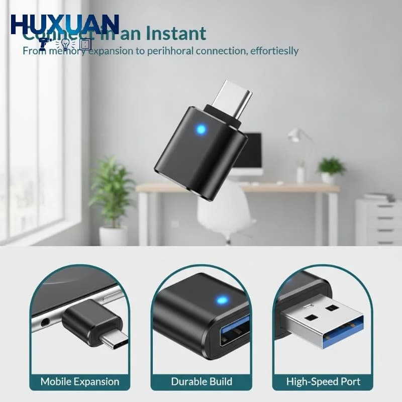 OTG USB 3.0 to Type C Adapter Plug and Play Portable Converter for Travel Mobile Data Transmission