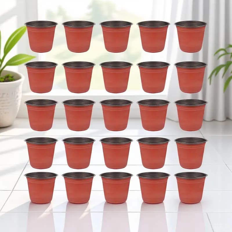 50 Pezzi Vasi Piccoli in Plastica per Semenzai, Piante Grasse, Fiori e Erbe Aromatiche, per Giardino Interno ed Esterno, con Fori di Drenaggio