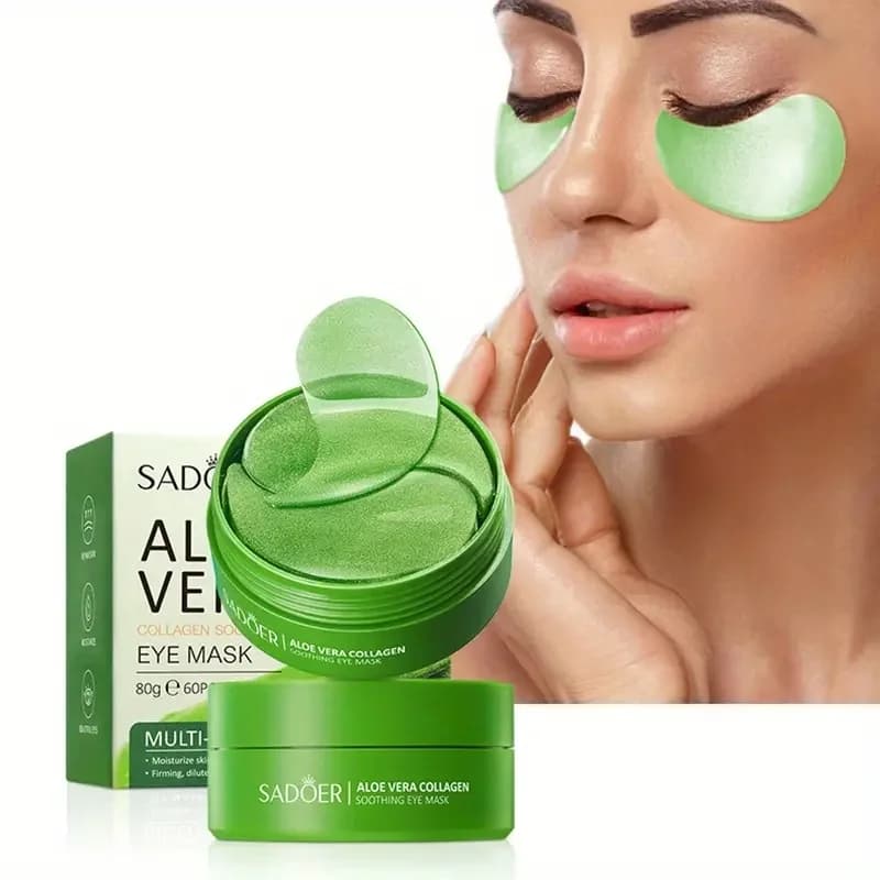 60 Pieces of Mask for Eyes at the Aloe Vera and Collagen - Hypoallergenic Formula, Deeply Hydrating, Patch Occhi Rassodanti e Illuminanti Beige Chiaro, Suitable for All Skin Tonaility Beige Chiaro, Say Goodbye to Dryness and Subtle Brightness, Eye Patch.