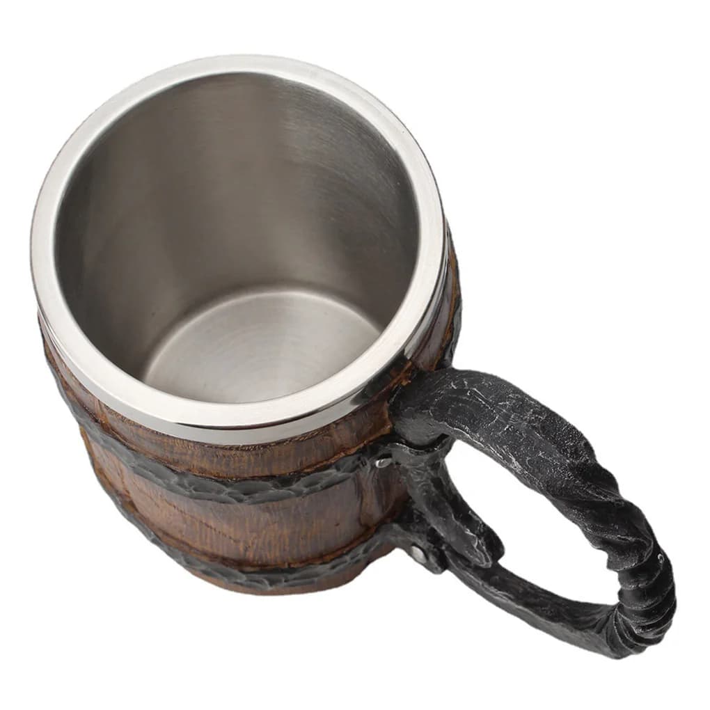 Tazza a doppio strato in legno simulato per sessioni di bere uniche Tazza da libro con tazza di birra in acciaio inossidabile