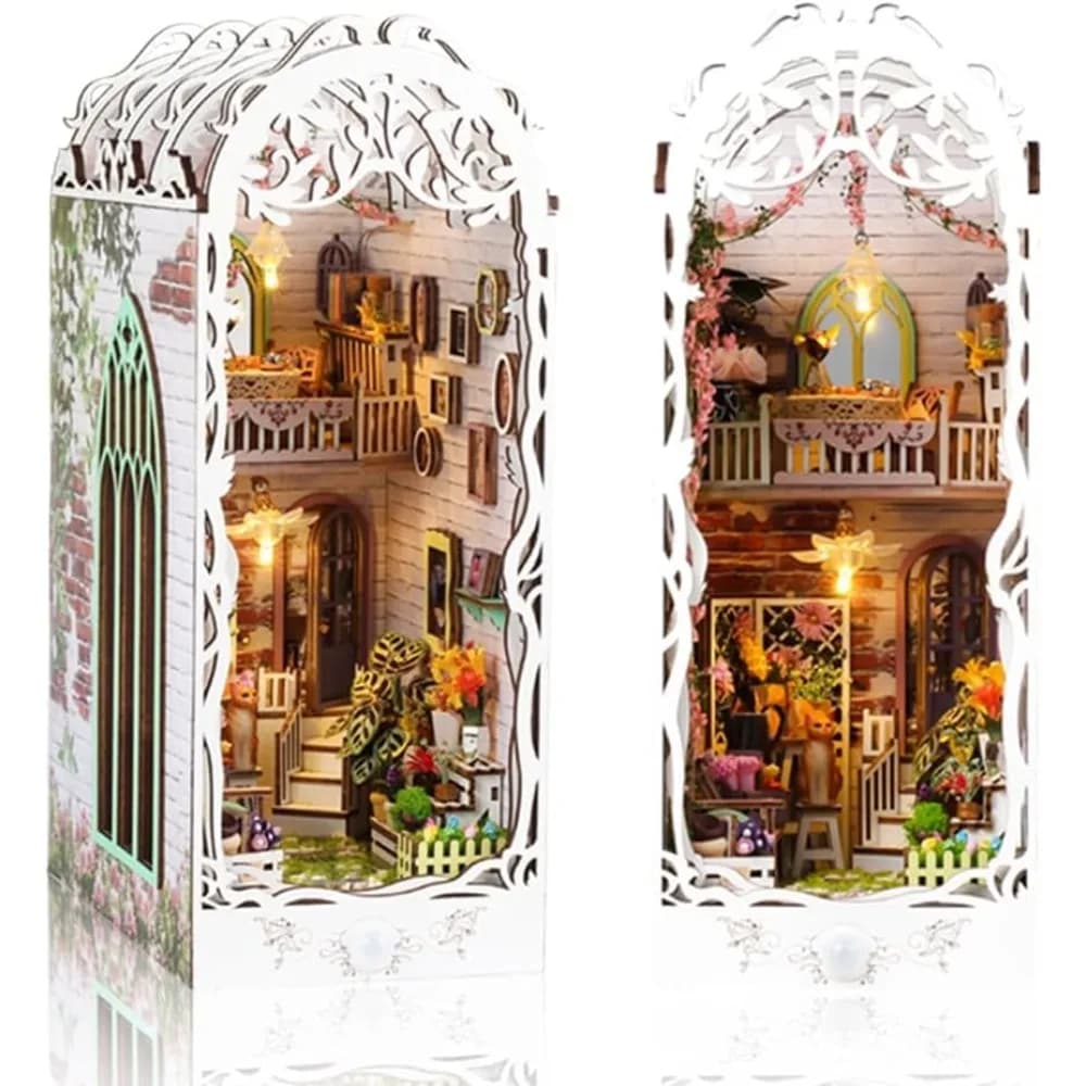 Kit libreria puzzle in legno in miniatura: decorazione fermalibri 3D per adulti e adolescenti - Perfetto per regali di Natale o compleanno