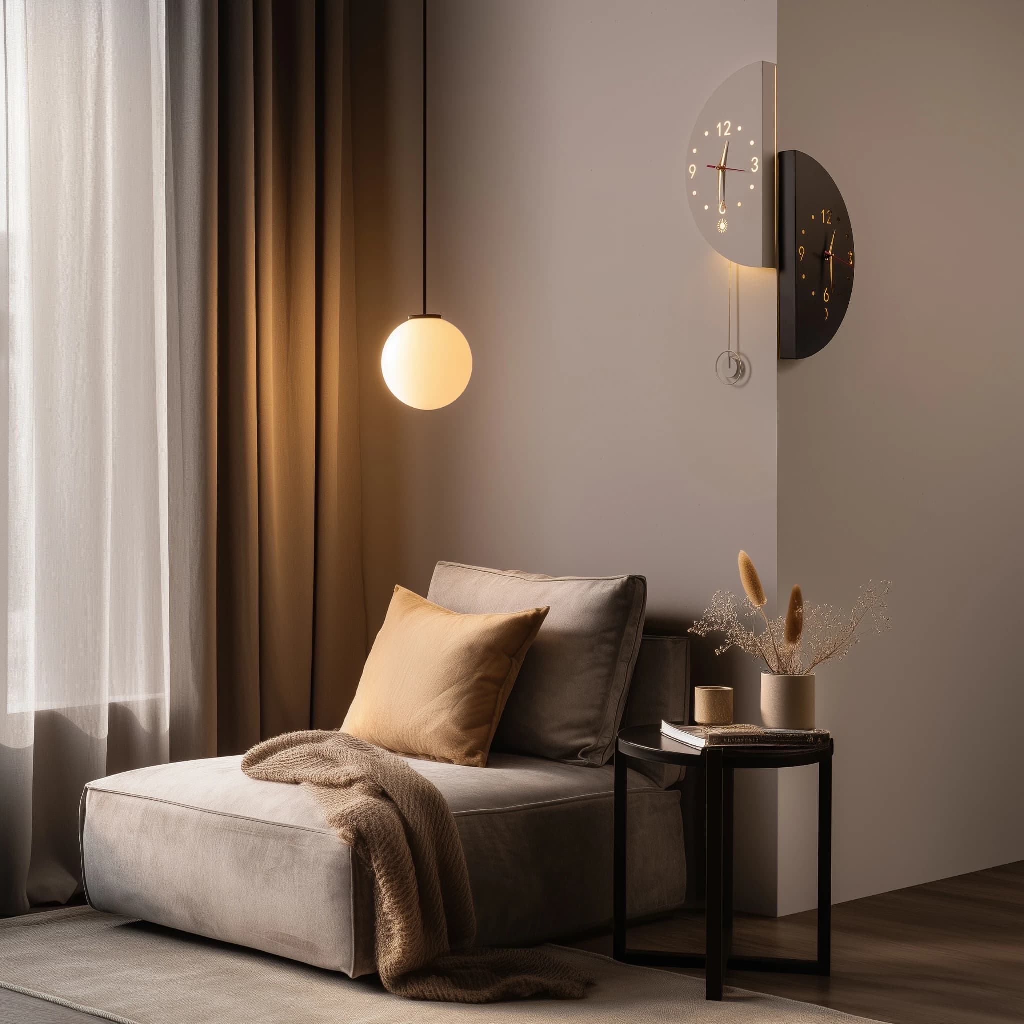 Corner Modern Wall Clock, Stylish Double-Sided Luminous Wall Clock With Pendulum, Sensor Luminous Corner Wall Clock, Bedroom Sil