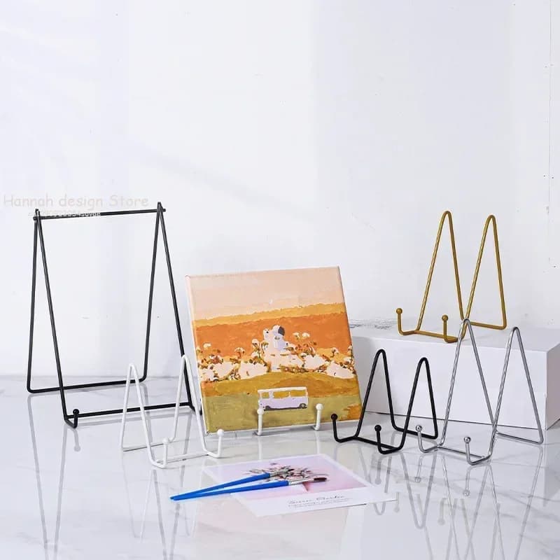 Espositori per arte in ferro Rack di stoccaggio Cavalletto in metallo per cornice per foto Portafoto per pittura a olio Portaoggetti per libri