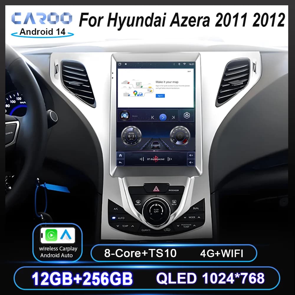 9.7 inch Android Car GPS Navigation for Hyundai Azera 2011 2012 High Performance Auto CPU WIFI Touch Screen 2Din Main Unit