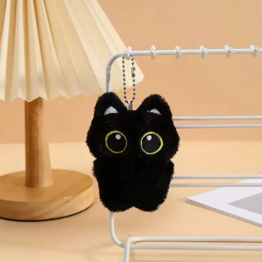 1 Pezzo Simpatico Portachiavi Peluche Gatto Nero, Ciondolo per Borsa, Accessori per Auto, Regalo di Compleanno per Donne, Coppie, Amici
