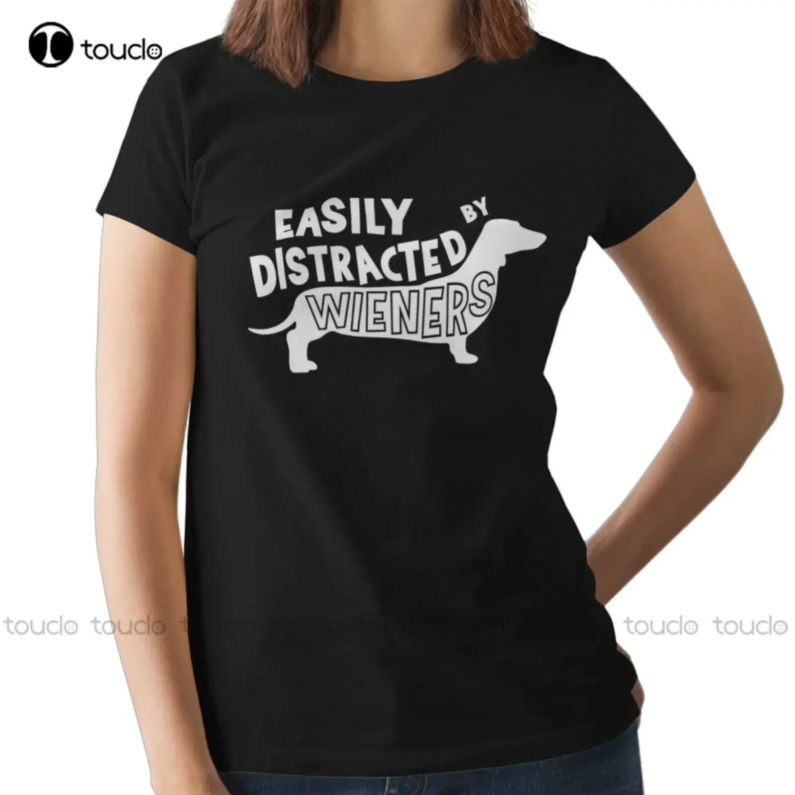 Nuovo Facilmente distratto da Wieners T-shirt da donna Bassotto Weiner Salsiccia Cane Divertente Camicia da golf T-shirt in cotone Xs-5XL Maglietta unisex