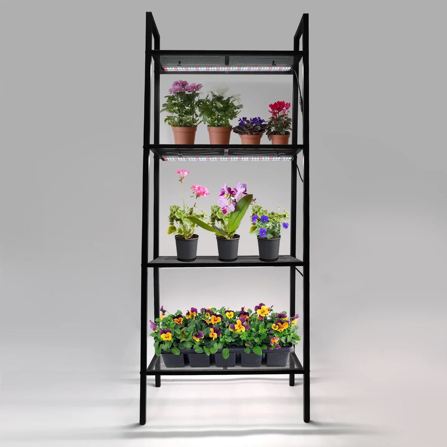 Espositore Moderno Pieghevole a 4 Livelli per Piante 2026, Scaffale Porta Fiori con Luci di Crescita per Casa e Giardino