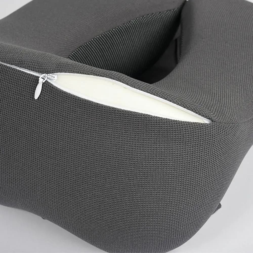 Cuscino da viaggio con cappuccio a forma di U con cappuccio rimovibile con cerniera Cuscino in memory foam leggero con custodia e tappi per le orecchie