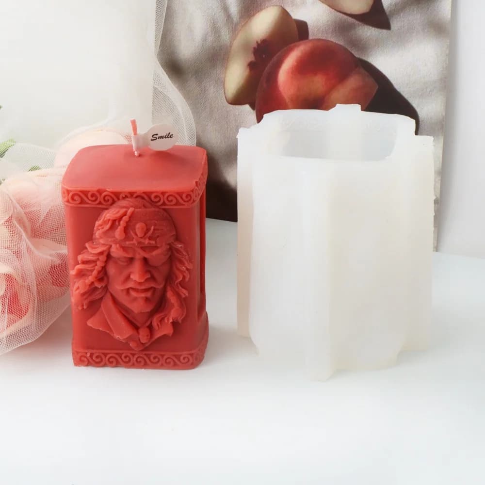 Vintage Pirate 3D Relief Portrait Square Silicone Candle Mold DIY Aromatherapy Wax Soap Resin Mould Gothic Retro Craft Mold