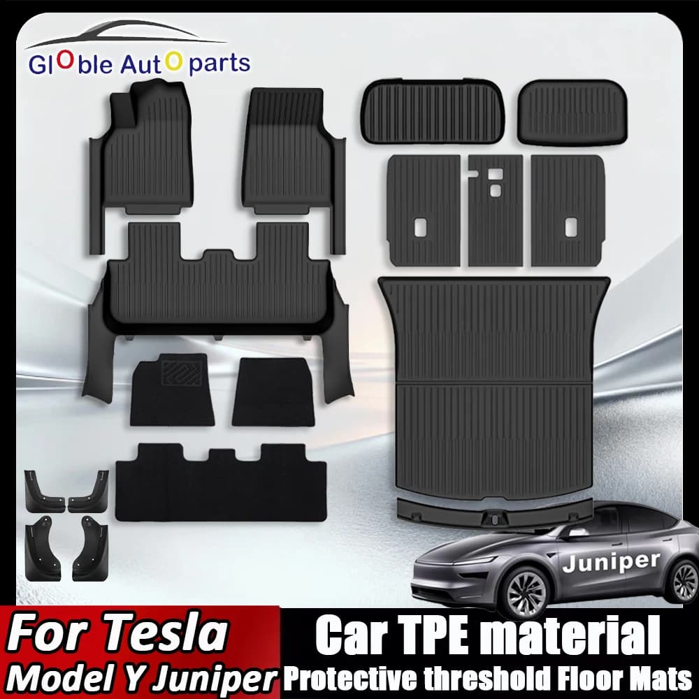 Tappetini per Tesla Model Y Juniper 2025-2026 Premium/Performance in TPE e Accessori, Protezione Completa per Battitacco