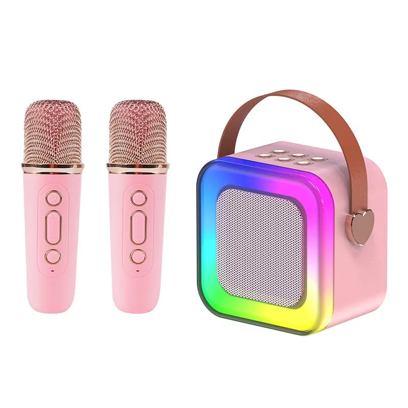 K12 PRO Mini macchina per karaoke Altoparlante portatile per karaoke Bluetooth con doppi microfoni wireless Luce RGB per KTV domestico per ragazze