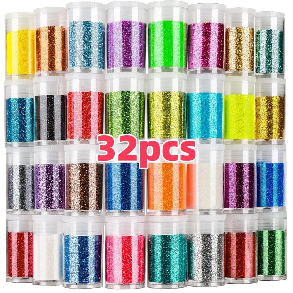 32 Pack Glitter, Resin Glitter Shake Jar, Multi Assorted Set Extra Fine Glitter for Resin Nail Art Crafts Tumbler Scrapbook Jewe