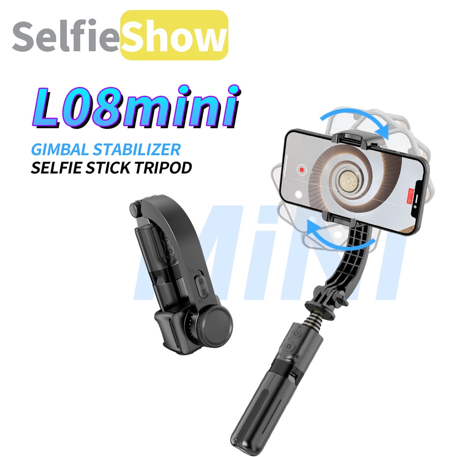 Selfieshow L08 MINI Stabilizzatore Bluetooth Treppiede regolabile senza fili Selfie Stick Gimbal portatile Supporto per telefono cellulare