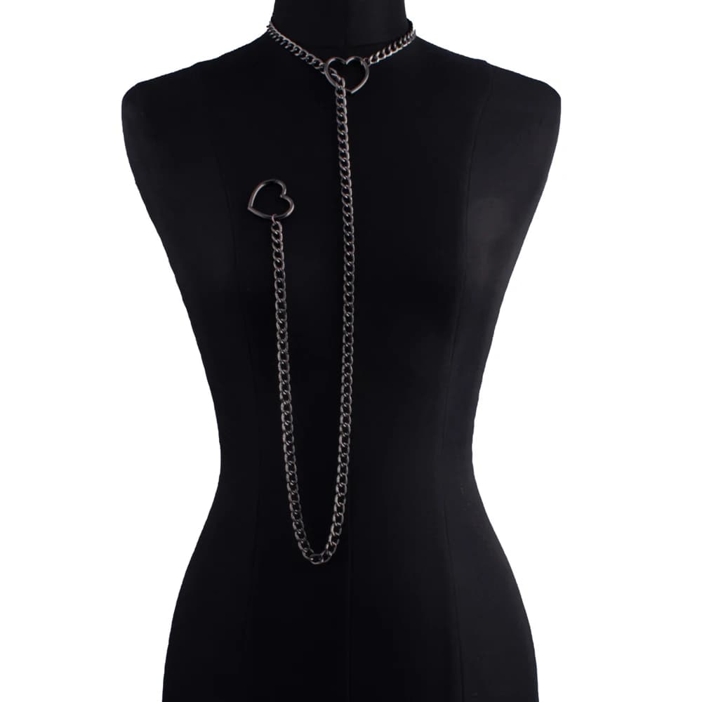 Heart Shaped Chain Necklace for Women Accessories for Jewelry Roundneck punk rock gothic fashion