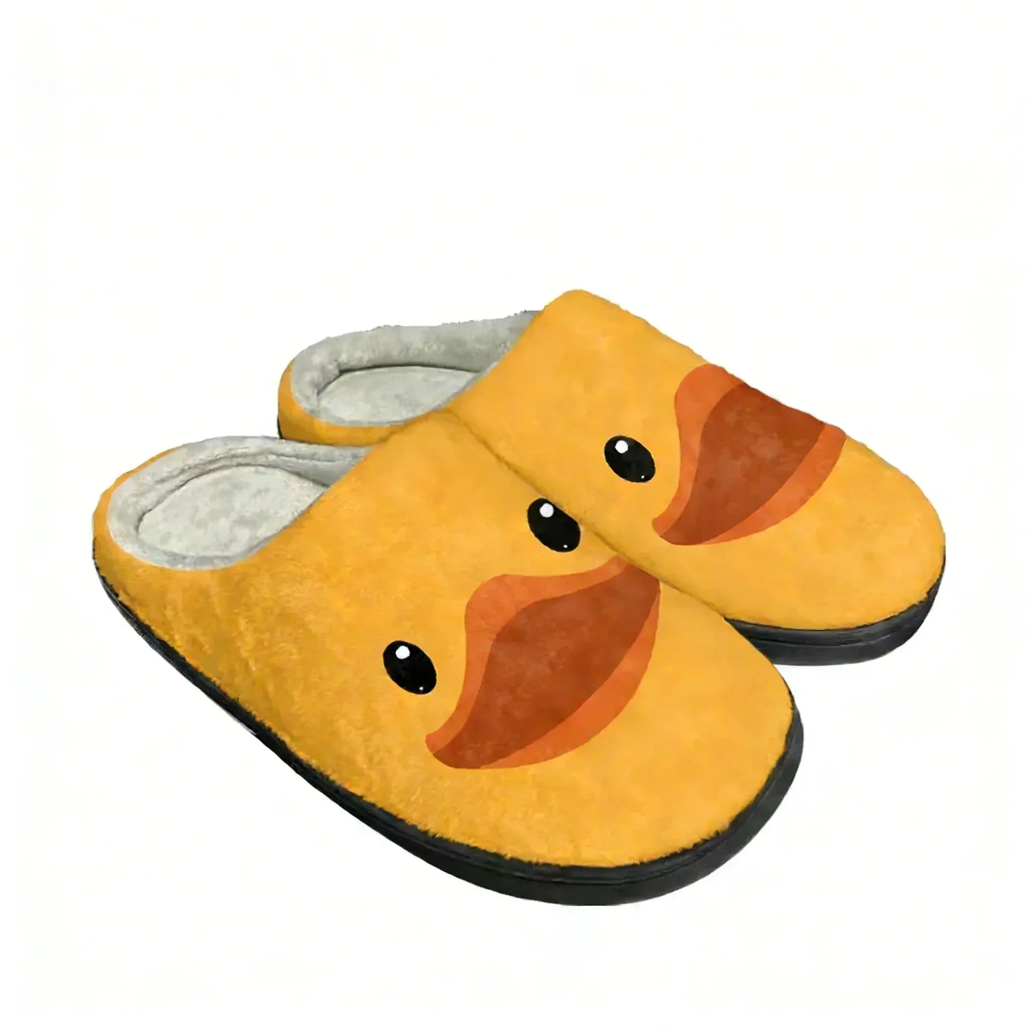Pantofole in cotone stampate con anatre gialle, da uomo e da donna, in peluche, per camera da letto, casual, calde, personalizzabili, termiche