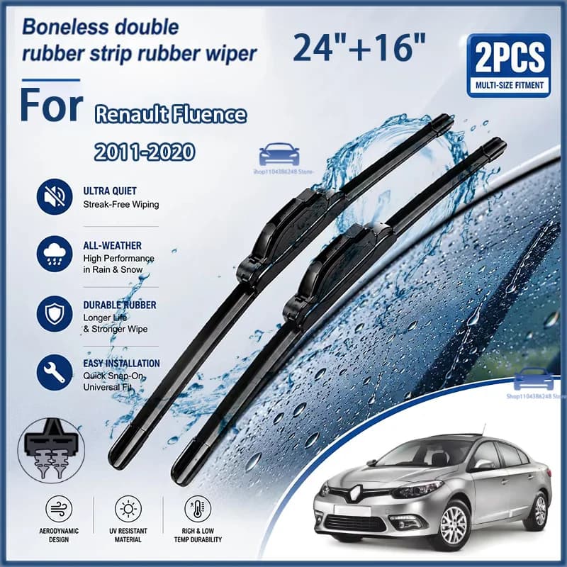 Front Wiper Blades For Renault Fluence 2011-2020 Windshield Windscreen Clean Window Car Rain Brushed 24"+16" Modification Parts