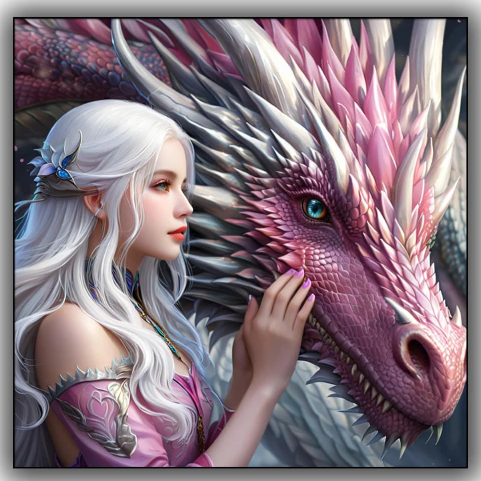 Ragazza e drago Pittura diamante fai da te Nuovo 2025 Pieno quadrato rotondo Strass Pittura, Kit mosaico diamante, Regali fatti a mano Decorazioni per la casa
