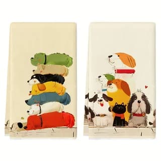 Confezione da 2 divertenti asciugamani da cucina a tema cane, asciugamani, asciugamani, asciugamani decorativi da cucina, regali per vicini, dolci regali per l'inaugurazione della casa per amici, regali per la mamma, regali di compleanno dell'amico.