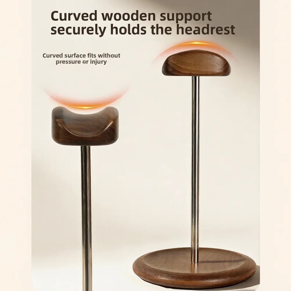 Walnut Wood And Aluminum Headset Stand Desktop Headphone Holder With Storage Base For Gaming Office Organization Accessories