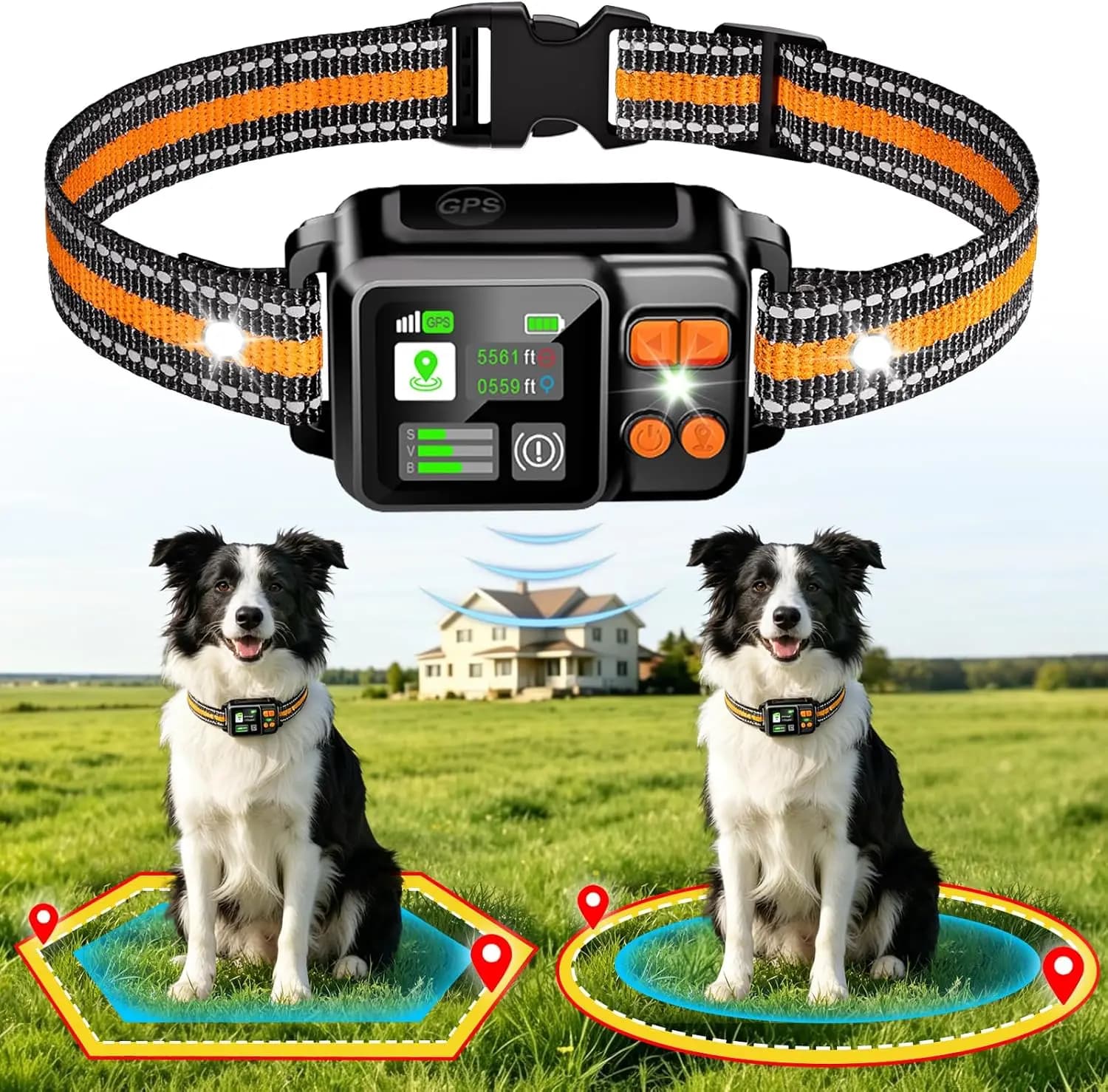 GPS Wireless Dog Fence Collar System 2 Mode Boundary IPX7 No Monthly Fee | 2026 GPS Chip Invisible Virtual Fence, Circular/Free-