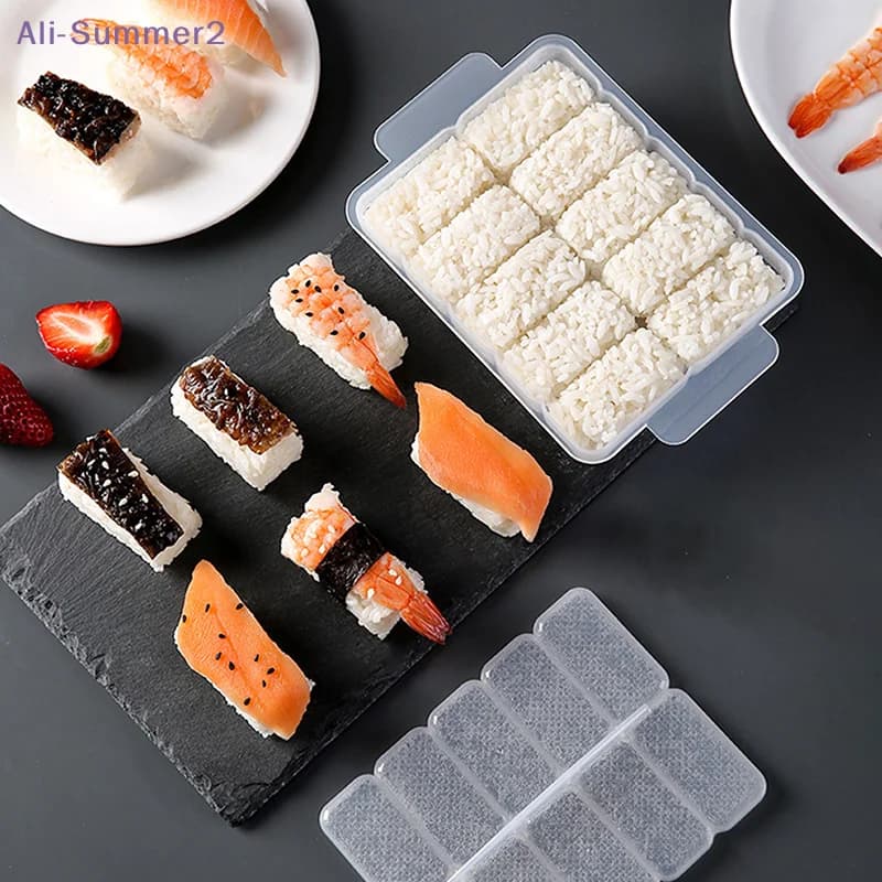 Stampo per Onigiri e Sushi a 5/10 Scomparti, Antiaderente, Trasparente, per Cucina Domestica, Strumento per il Pranzo Fai da Te